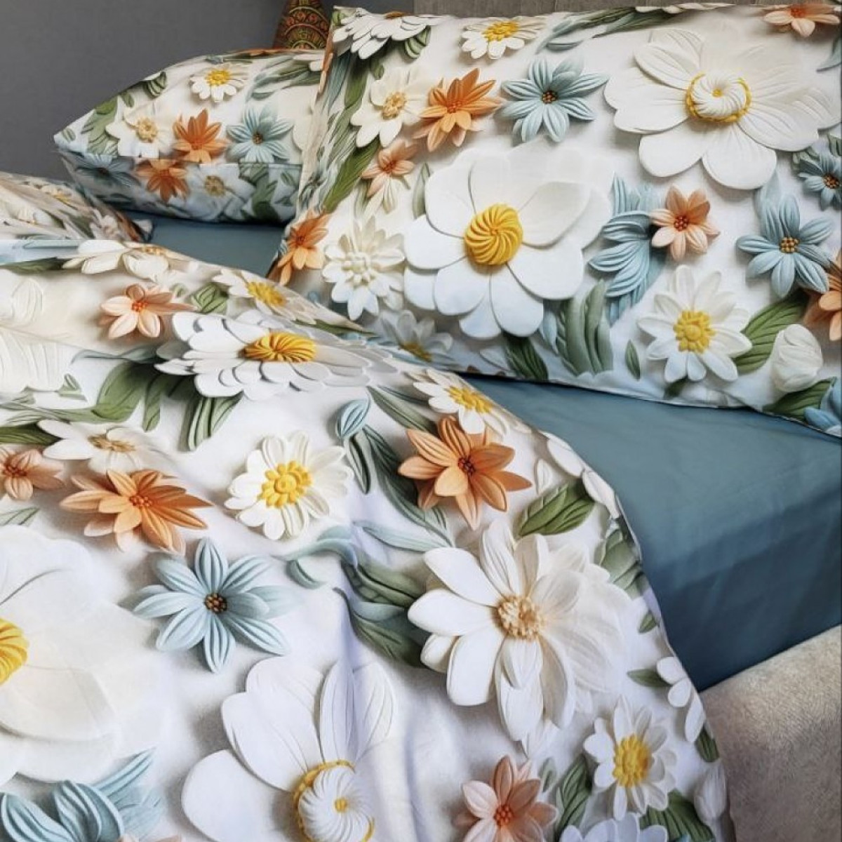 Бавовняна постільна білизна cotton 5D Квітковий Декор